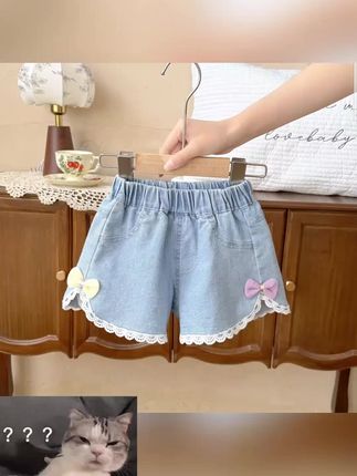 【新款】夏款女童牛仔短裤儿童立体花朵短裤外穿薄款百搭宽松宝宝#好用 #热卖#抖音