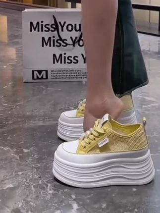 #厚底增高小白鞋#夏季网面休闲板鞋#韩版薄款网面鞋