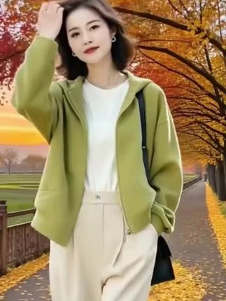 开衫宽松型长袖常规纯色卫衣休闲韩版百搭减龄设计感外套#无限回购的宝藏单品