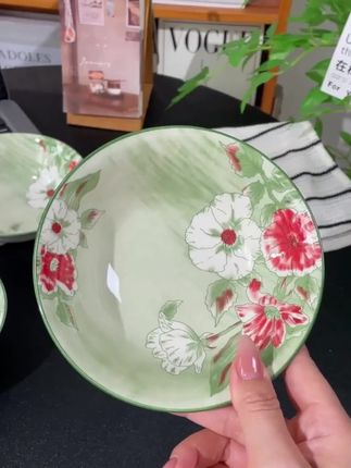 #无限回购的宝藏单品 4个装的家用釉下彩碗,6英寸,中式陶瓷,复古花开,既当面碗也可当饭碗。#居家好物#釉下彩碗