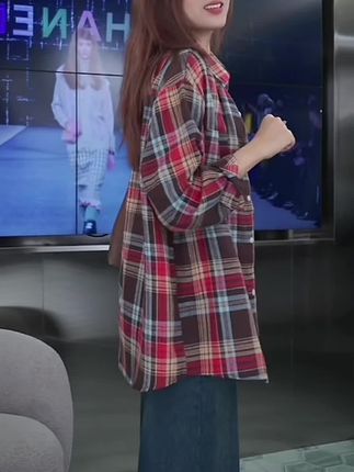 #格子衬衫 2025百搭格子衬衫女秋季复古宽松显瘦外套女装气质穿搭A15#条纹衬衫 #气质#宽松