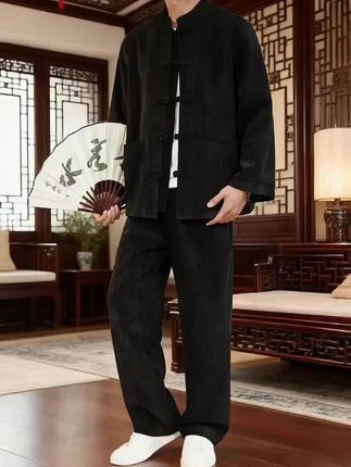 中国风潮流两件套#简约大气 #男生穿搭 #春秋新款 #东方美学 #国风套装