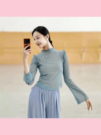 #好物推荐🔥 古典舞纱衣长袖练功服修身显瘦蝴蝶舞蹈服形体服中国舞身韵服国风