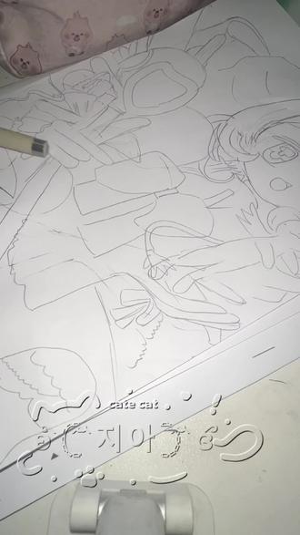 #绘画 今天来给单主定的画勾线啦画的有点不想不喜勿喷#画渣日常 #日常瞎画 #木之本樱 #小樱