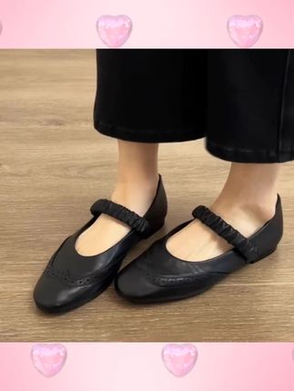 #鞋子推荐 羊皮版法式甜美风圆头褶皱浅口单鞋女夏季新款一字带玛丽珍鞋 #法式单鞋 #一字带单鞋 #玛丽珍鞋 #圆头单鞋