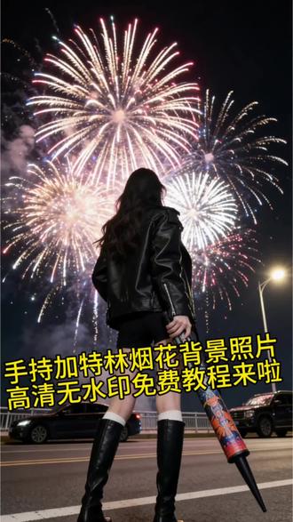 手持加特林烟花背景高清无水印免费教程来啦!过年就发这张朋友圈了!#手持加特林烟花 #手持加特林烟花背景照片#烟花背景图 #剪映 #剪映模板