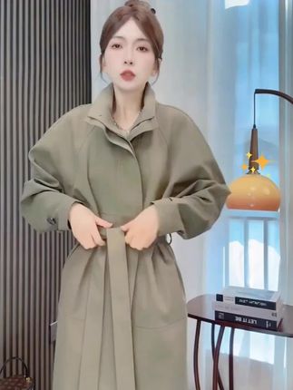 2025早秋新款立领风衣外套女英伦风高级感时尚小个子大衣中长款#秋冬穿搭 #风衣 #高级感穿搭 #秋冬穿搭 #硬核卡宾与舰同型