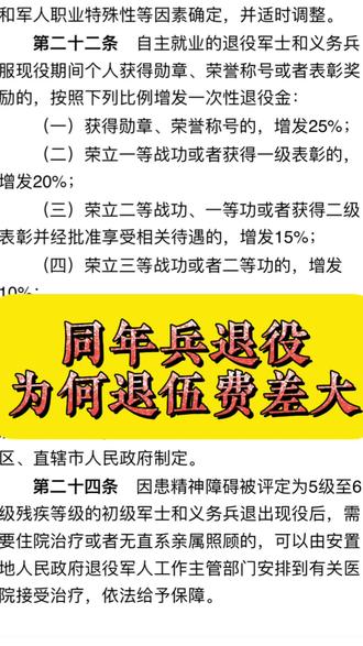 同年兵退役,为何退伍费差距大?#参军入伍