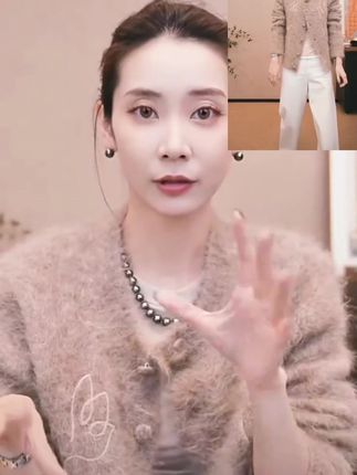 CHENSMCHEN 羊驼毛圆领针织衫女时尚休闲百搭开衫上衣#气场全开 #氛围感穿搭 #高级感穿搭分享 #时尚达人 #时髦