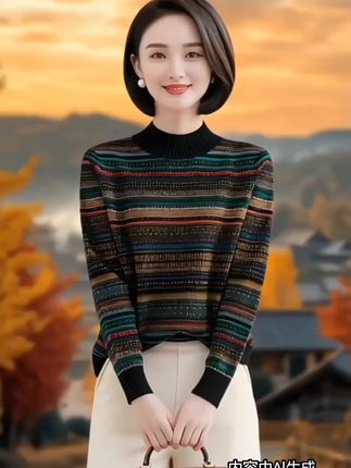 #条纹打底衫#气质穿搭 #面料柔软舒适 #谁穿谁好看@DOU+小助手