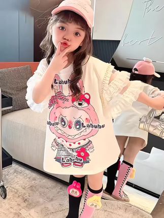 夏季女童新款连衣裙 可爱卡通甜美公主T恤裙#女童穿搭 #连衣裙#公主裙#T恤裙#甜美穿搭