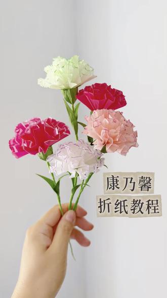 亲手折一朵康乃馨,送给最爱的妈妈!#生命里最重要的她 #这也能开播 #手工 #母亲节礼物 #康乃馨
