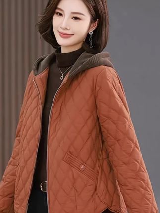 #棉衣外套 秋冬新款时尚休闲短款棉服中年妈妈#夹克女上衣
