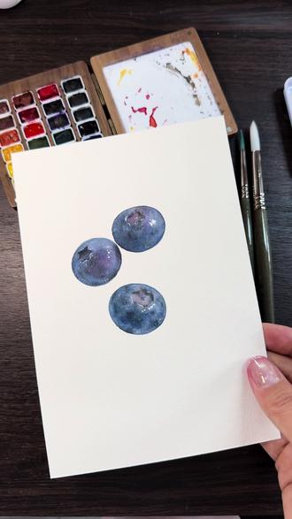 30秒!教你画一颗精致又立体的蓝莓
#水彩教程 #蓝莓画法 #零基础水彩 #手绘教程 #水彩过程