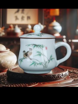 #创作灵感 #青瓷精致绿茶水杯#带盖个人茶杯#办公室小茶杯#高端瓷器 #茶器之美