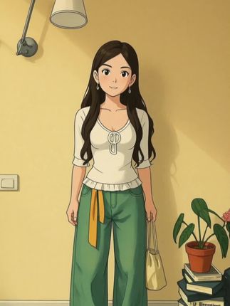 设计感木耳边长袖T恤秋季新款显瘦百搭打底衫上衣宽松牛仔阔腿裤 #韩系穿搭 #显瘦穿搭 #设计感穿搭 #牛仔裤 #ootd穿搭