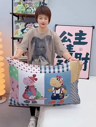 按扣式纯棉彩纱布枕套一对装48x74/透气吸汗加厚加大全包成人#枕套#面料柔软舒适 #亲肤 #床上用品 #居家好物