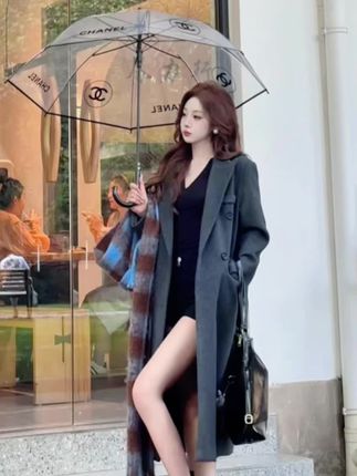 #穿搭 【夹棉款】秋冬韩版轻奢加棉加厚大衣外套中长款学院风百搭气质#加绒加厚外套 #夹棉外套 #风衣外套 #外套