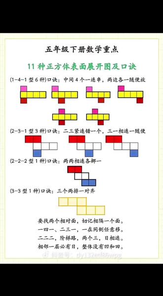 正方体展开图的11种情况#动手折一折