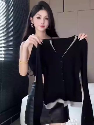 #穿出自己的风格 #高级感穿搭 #假两件针织衫 #减龄显瘦穿搭 #谁穿谁好看系列