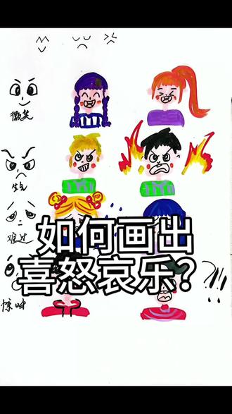 小朋友如何轻松画出生动的表情?掌握方法很简单!#火柴人绘画 #人绘画素材 #一看就会一学就废 #幼儿启蒙 #幼儿绘画教学