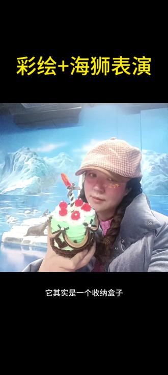边画彩绘边看海狮表演,还有我扭扭棒做的蛋糕储物盒#海洋馆 #海狮表演 #彩绘 #儿童面部彩绘 #扭扭棒