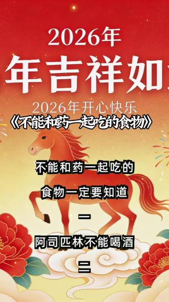 2026年吉祥如意,不能和药一起吃的食物须知