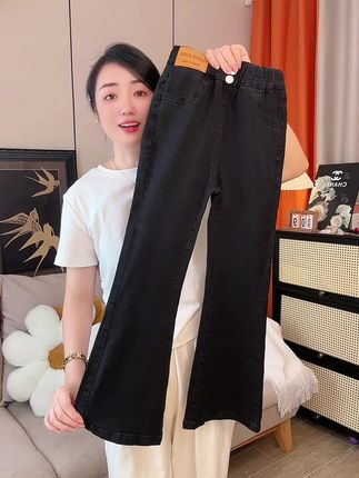 巨巨巨高品质黑色高弹牛仔喇叭裤,时尚又百搭,上学必备!#高品质童装 #女童穿搭 #生女儿就是用来打扮的#女童裤子 #牛仔裤