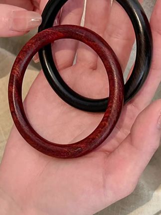 #非金属木质手镯新中式檀木素圈细手镯子手链女手串闭口手环手饰。