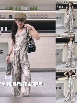 女童复古国风套装2025夏季新款中大童韩版无袖马甲长裤休闲两件套