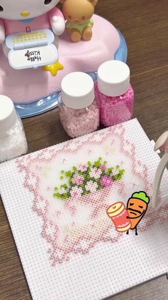 一起拼少女蕾丝杯垫#拼豆 #diy #拼豆豆 #日常