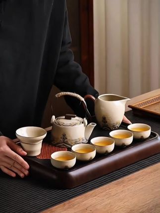 唐丰汝窑喝茶小套装家用宿舍小型一壶两杯二人茶具茶台一整套泡茶#茶壶 #茶具 #茶生活 #茶文化