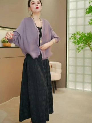 I 中秋2025春秋季新款流苏V领针织开衫.上衣女秋季宽松大码蝙蝠袖外套#谁穿谁好看?
