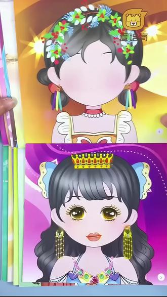 公主换装贴纸书 儿童卡通公主换装贴纸书#女孩沾沾画#创意手工DIY#贴贴玩具书#公主换装贴纸书