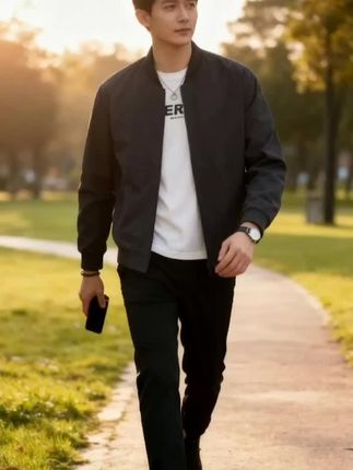 罗蒙2025新款棒球领外套男士春秋季韩版修身时尚夹克衫帅气机车服#好物推荐🔥 #男童穿搭 #新品上新