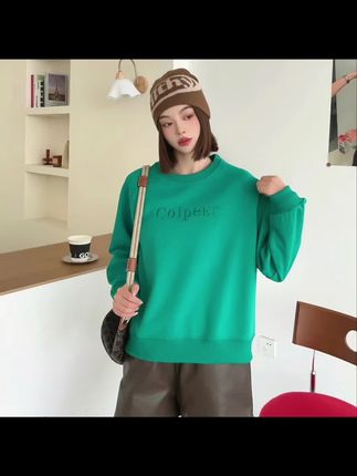 Y293秋季新款韩版时尚休闲百搭女士刺绣字母圆领套头卫衣25-162