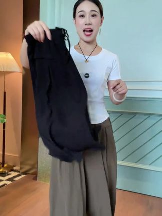冰丝阔腿七分裤女2025夏季新款高腰垂感韩版休闲裤宽松薄款裙裤女