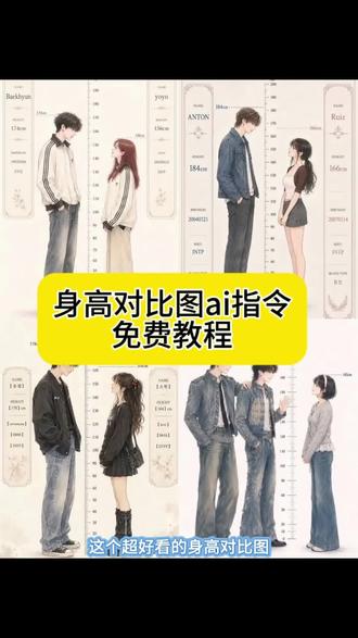 身高对比图ai指令免费教程来了#身高对比图 #剪映#剪映图片设计#身高差示意图 #身高差情侣 #身高差情侣拍照姿势