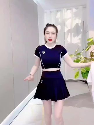 马甲线健身运动百褶裙户外跑步高弹紧身透气夏季瑜伽服F2512D700#健身穿搭 #户外穿搭 #百褶裙 #马甲线 #跑步