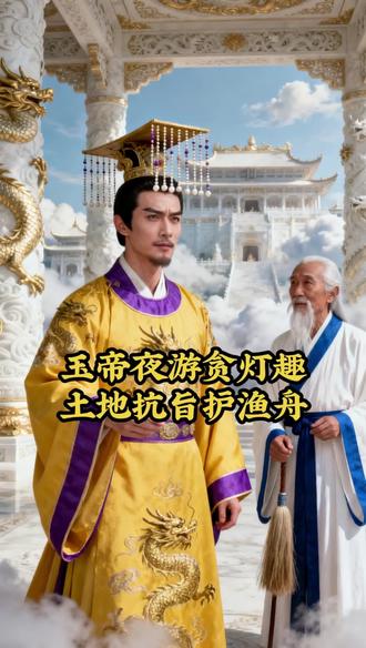 玉帝夜游贪灯趣,土地抗旨护渔舟#2025AI年终大赏 #AI创作浪潮计划 #民间故事