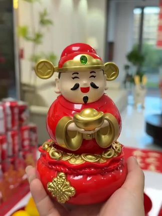太阳能摇摆福袋财神爷摆件#创意车载装饰用品国潮摆件#新年礼品