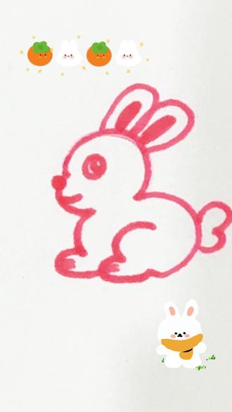 五个三画小兔子,超简单#画画教程 #手绘画教程 #儿童简笔画教学 #简笔画 #热门