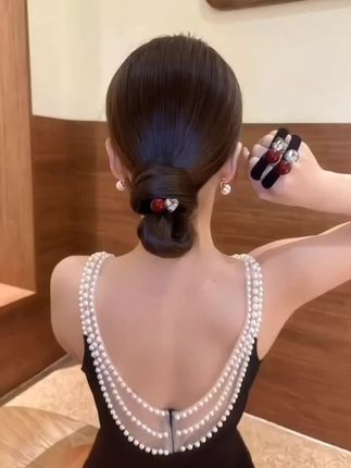 #头饰发饰 #珠珠头绳#扎发#简单好看发型