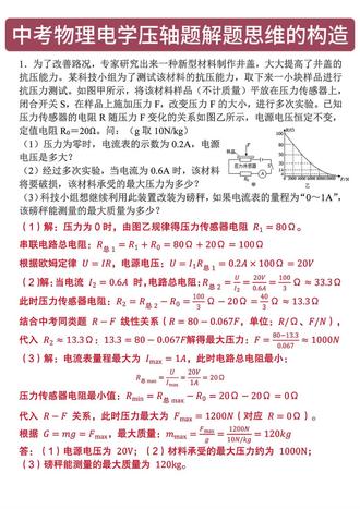 中考物理电学压轴题解题思维的构造