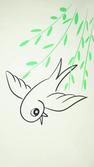 用6画春天的小鸟#简笔画#画画教程#学画画