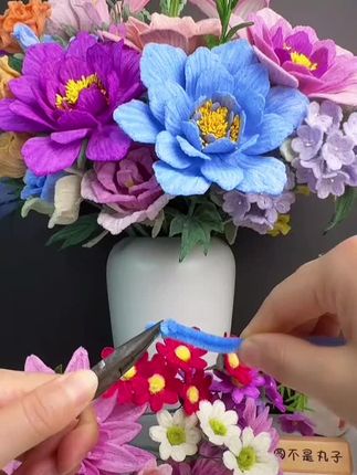 3枝装大丽花DIY手工扭扭棒花束毛条毛根加密整套材料包礼物#创意手工 #手工制作 #爱手工爱生活
