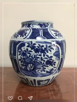 青花万字开窗花果大罐#口碑不是广告打出来的 @#