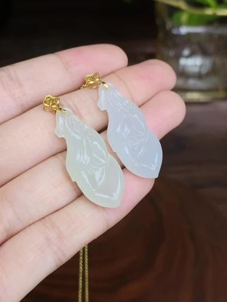 闺蜜看了都要链接!小众不撞款的国风玉兰花项链 #和田玉玉兰花吊坠 #和田玉18k金镶嵌吊坠 #和田玉项链