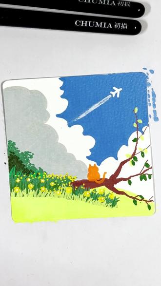 马克笔治愈小画|躺平看云的橘猫谁不爱 周末宅家随手画的小卡片,
橘猫在树枝上看飞机划过蓝天,
这种慢悠悠的春日感,真的太治愈了🌿
画笔:初描
#马克笔手绘 #春日氛围感 #治愈系插画 #初描丙烯马克笔 #丙烯马克笔