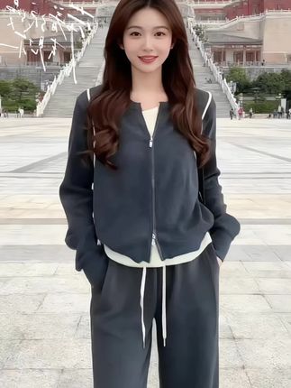 洋气简约风日常通勤休闲撞色条双头拉链假两件针织衫LK2506281#出游穿搭 #通勤搭配 #减龄气质 #女装穿搭 #气质范